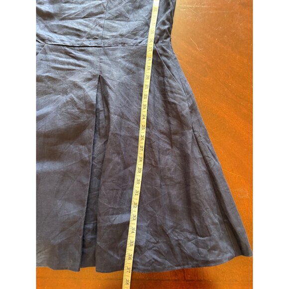 GAP 100% Linen Sleevelese Fit & Flare Midi Dress in Comet Blue Size 4 Tall - Picture 11 of 11